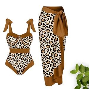New Without Tags Cheetah 1-Piece Swimsuit Set With Cover-Up, Lingerie